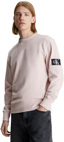 Calvin Klein Men's Badge Crew Neck Sweatshirt without Hood, Ink (Blue), on Sale